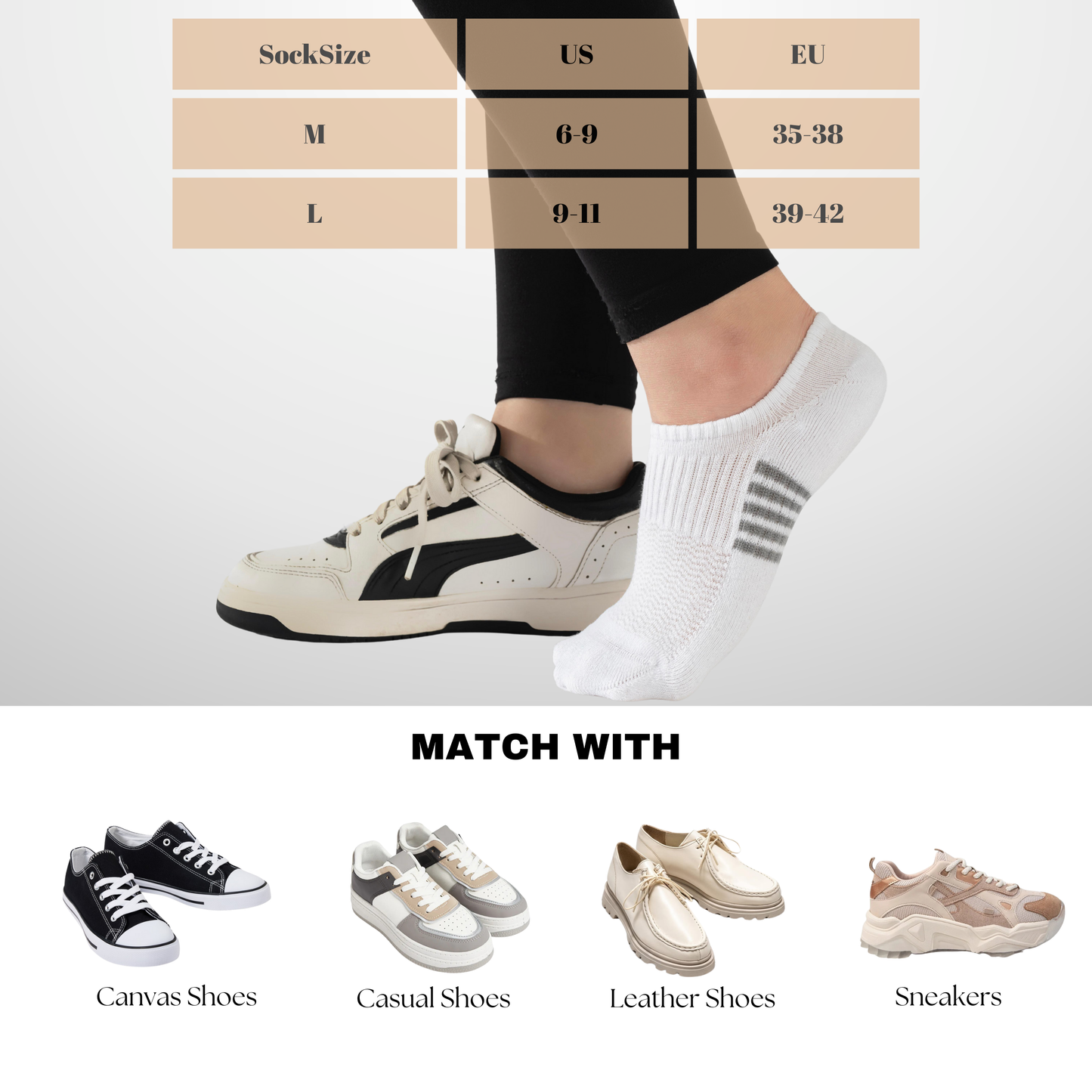 No Show Socks Womens Cushioned Low Cut Invisible Footies, 6 Pairs Running Athletic Gym Ankle Women Socks