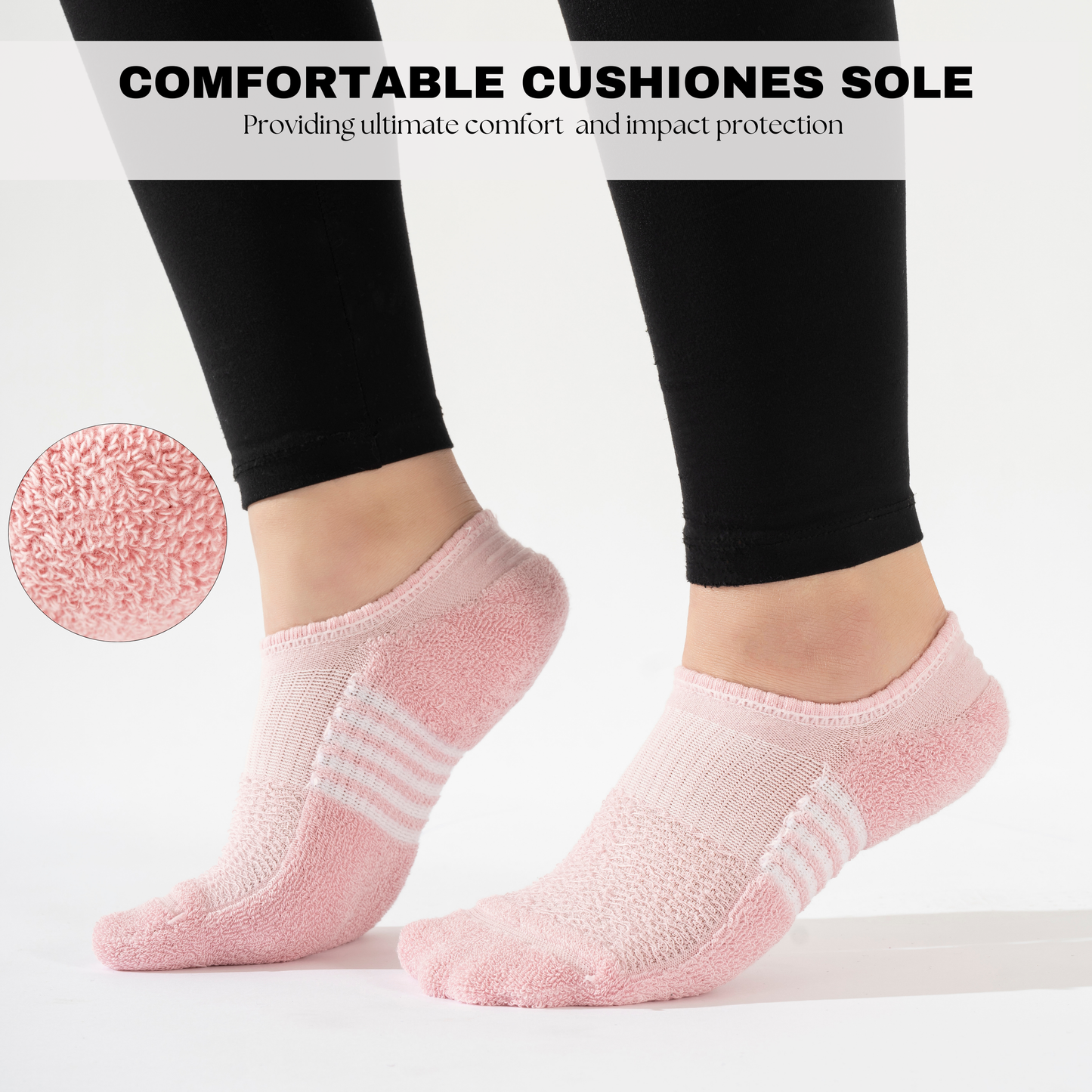No Show Socks Womens Cushioned Low Cut Invisible Footies, 6 Pairs Running Athletic Gym Ankle Women Socks