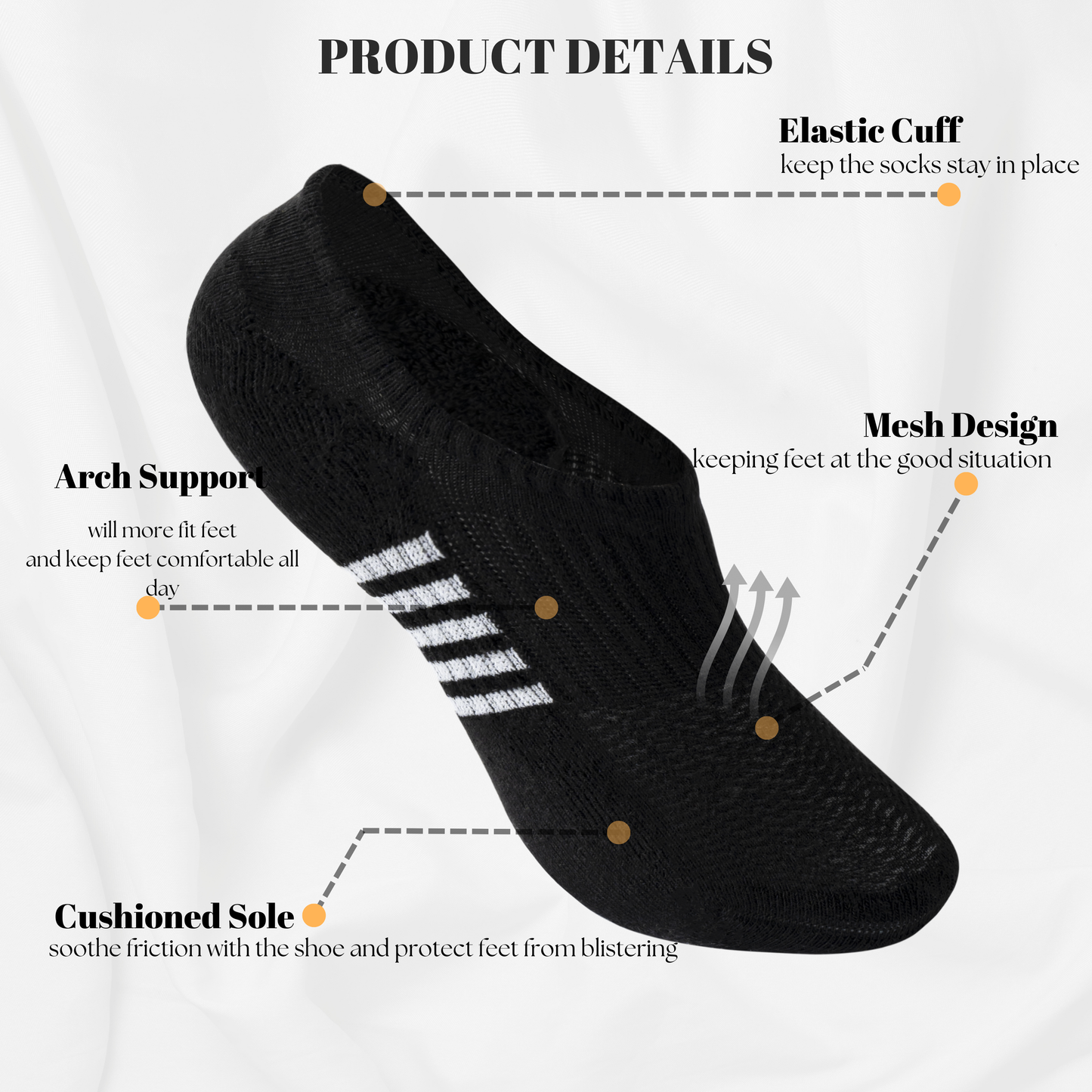 No Show Socks Womens Cushioned Low Cut Invisible Footies, 6 Pairs Running Athletic Gym Ankle Women Socks
