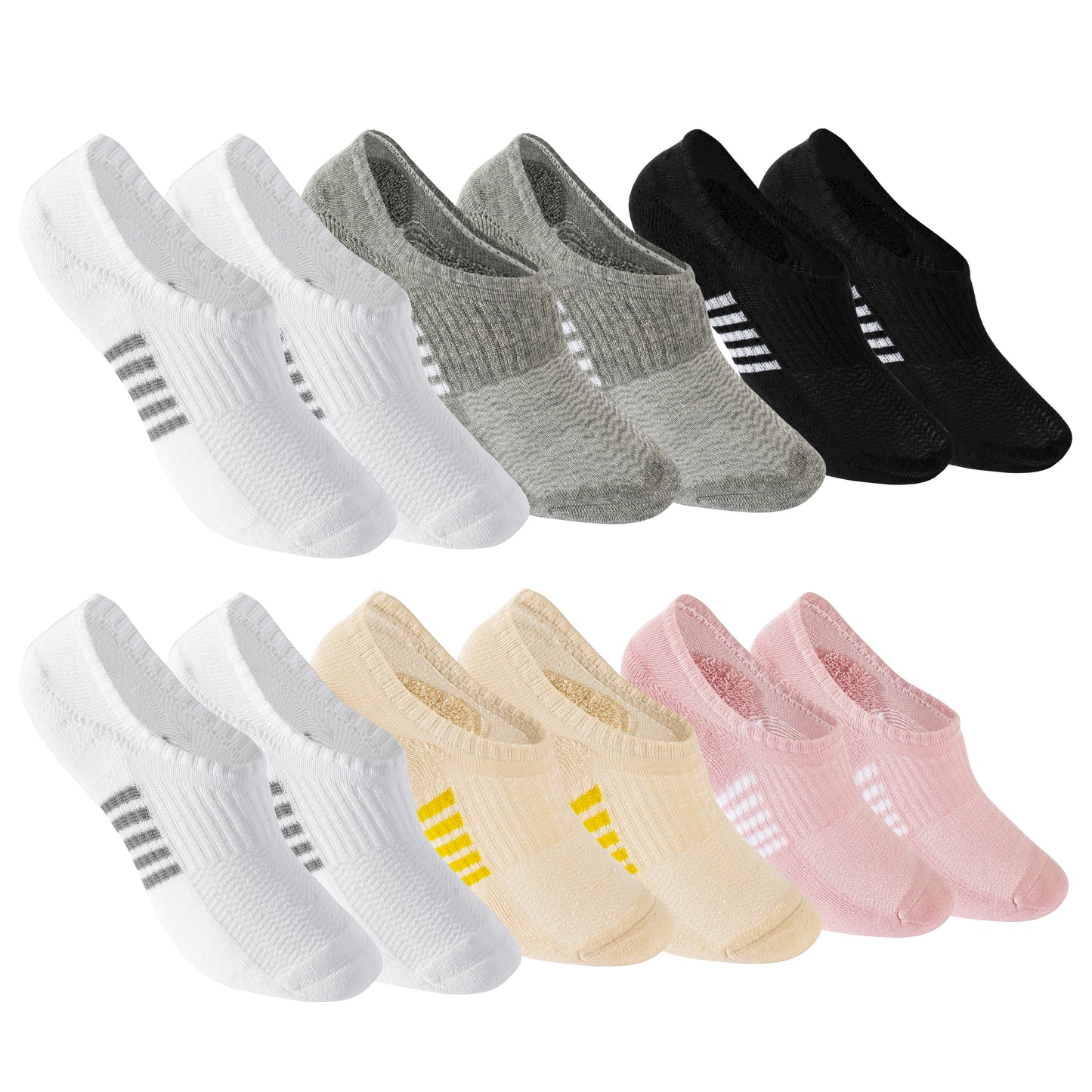 No Show Socks Womens Cushioned Low Cut Invisible Footies, 6 Pairs Running Athletic Gym Ankle Women Socks